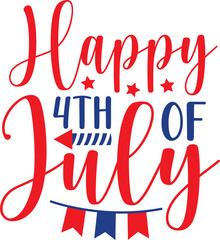 4th of july independence day typography clip art design on plain white transparent isolated background for card, shirt, hoodie, sweatshirt, apparel, tag, mug, icon, poster or badge