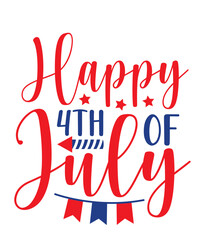 4th of july independence day typography clip art design on plain white transparent isolated background for card, shirt, hoodie, sweatshirt, apparel, tag, mug, icon, poster or badge