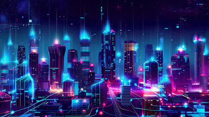 Fototapeta premium A detailed illustration of a smart city featuring the communication network concept