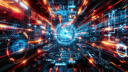 Obraz premium A detailed illustration of futuristic digital light technology