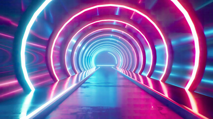 A high-resolution 3D render of an abstract corridor with rays of light and new highlights