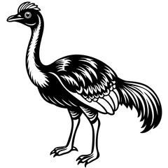 solid-black-outline-gastornis-animal-vector-on-whi