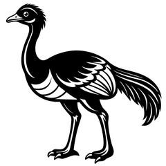 solid-black-outline-gastornis-animal-vector-on-whi