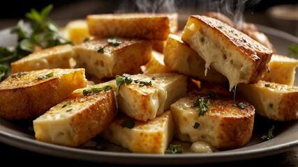 emphasize the texture and appeal of the food, such as cheese melting, steam rising from hot dishes, or the sizzle of cooking