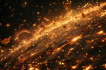 Obraz premium Space Debris Field Surrounding a Planet