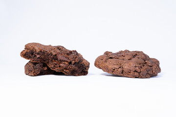 chocolate cookie photo close up on white background