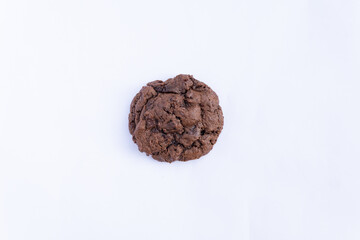 chocolate cookie photo close up on white background