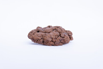 chocolate cookie photo close up on white background