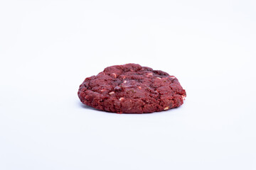 redvelvet cookie with white chocolate and white background