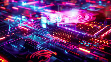 Obraz premium An artistic illustration of futuristic digital light technology