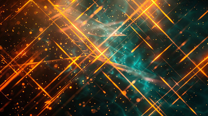 Obraz premium Orange and Teal glowing abstract geometric lines. PowerPoint and Business background.