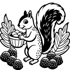 sweet-squirrel-gathering-acorns-in-a-forest-settin