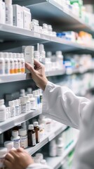 Pharmacist taking a box of medicine