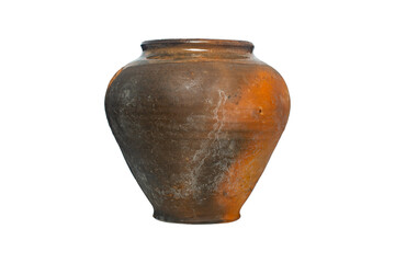 clay pot isolated on white background.