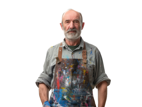 Experienced painter  in apron attire