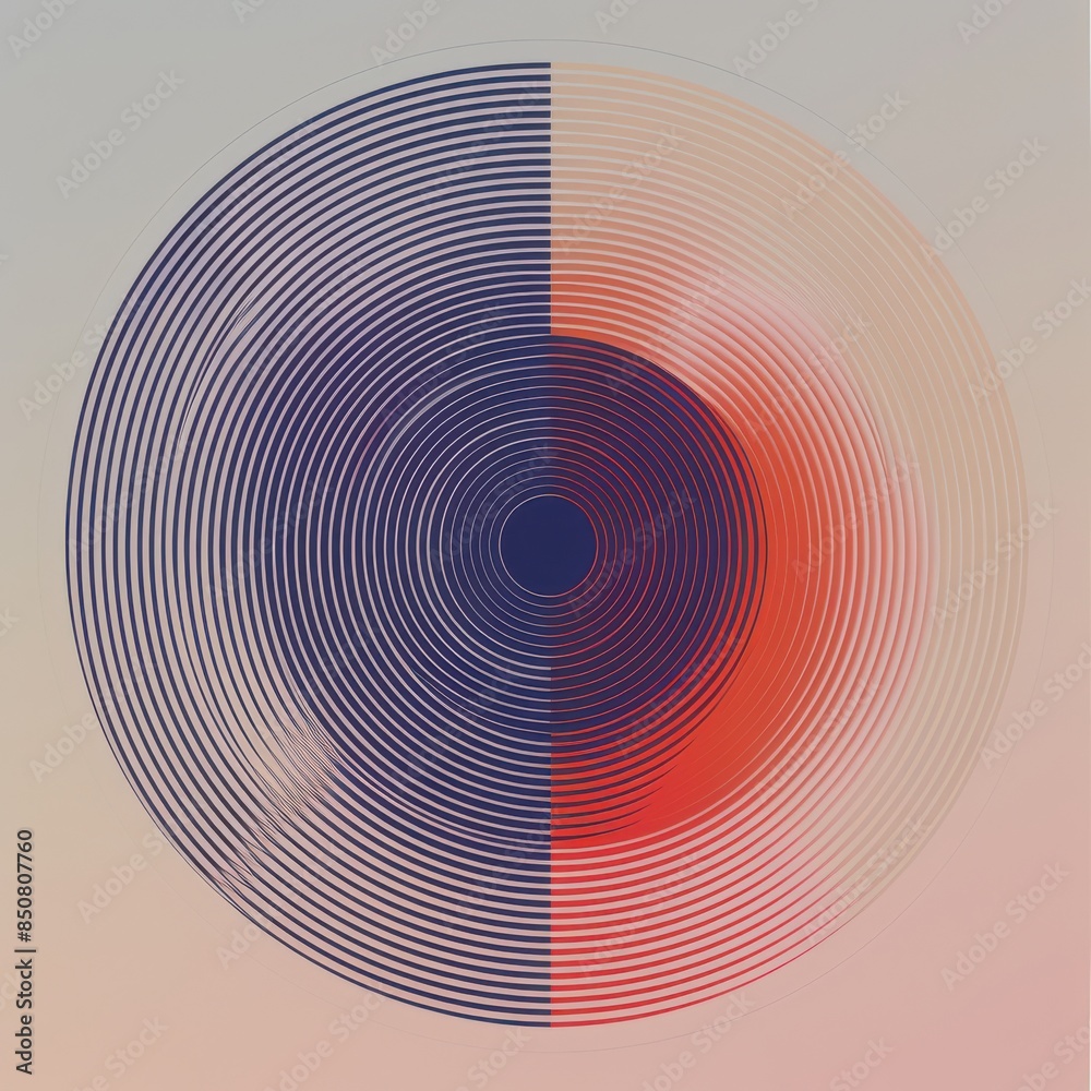 Aufkleber An abstract artwork featuring concentric circles with a gradient transition from blue to red, creating a visually captivating pattern.
