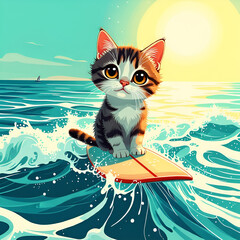 Obraz premium 서핑하는 고양이