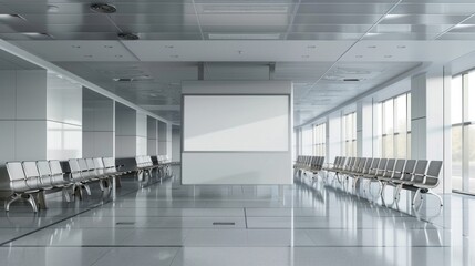 Obraz premium Blank Billboard in a Modern Airport Waiting Area
