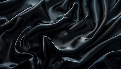 Fototapeta premium Black fabric with a wavy pattern on black background