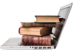 laptop with books