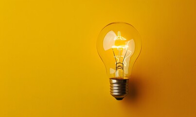 The Warm Glow of an Incandescent Bulb Against a Yellow Backdrop