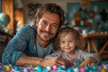 Fototapeta premium Father and Daughter Playing Dress Up