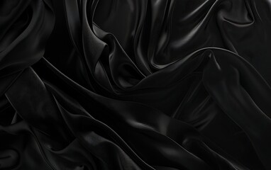 Fototapeta premium Black fabric with a wavy pattern on black background