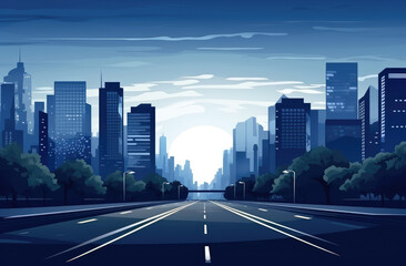 Urban Dawn: Empty Streets in a Vector City