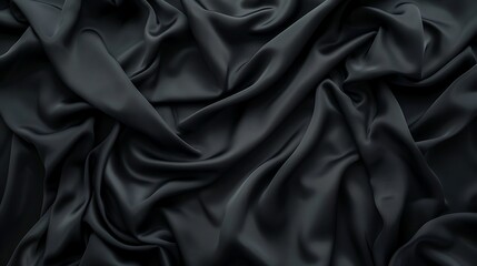 Fototapeta premium Black fabric with a wavy pattern on black background