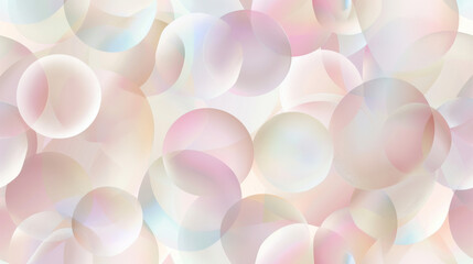 An array of pastel-toned, semi-transparent spheres create a dreamy, floating composition with soft lighting and gradient colors.