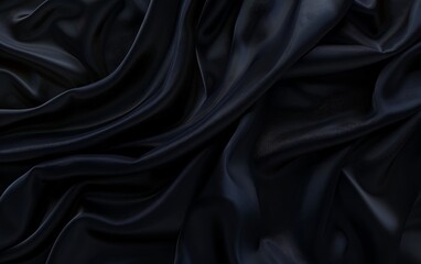 Fototapeta premium Black fabric with a wavy pattern on black background