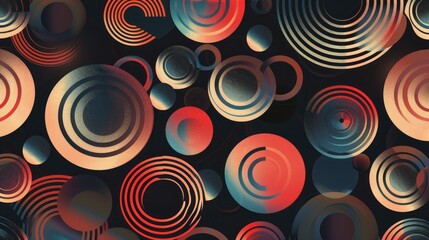 Fototapeta premium Contemporary abstract geometric pattern with concentric circles and gradient hues, creating a sense of depth and movement.