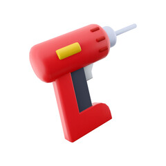 Red drill icon with cartoon style isolated on transparent background.