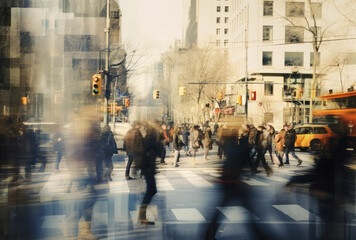 Dynamic City Life at Busy Intersection