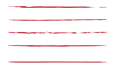 Line underline red crayon brush pencil pen marker paint stroke. Line red brush crayon highlight underline strike color through drawn strikethrough handwritten emphasis squiggle vector swoosh under 
