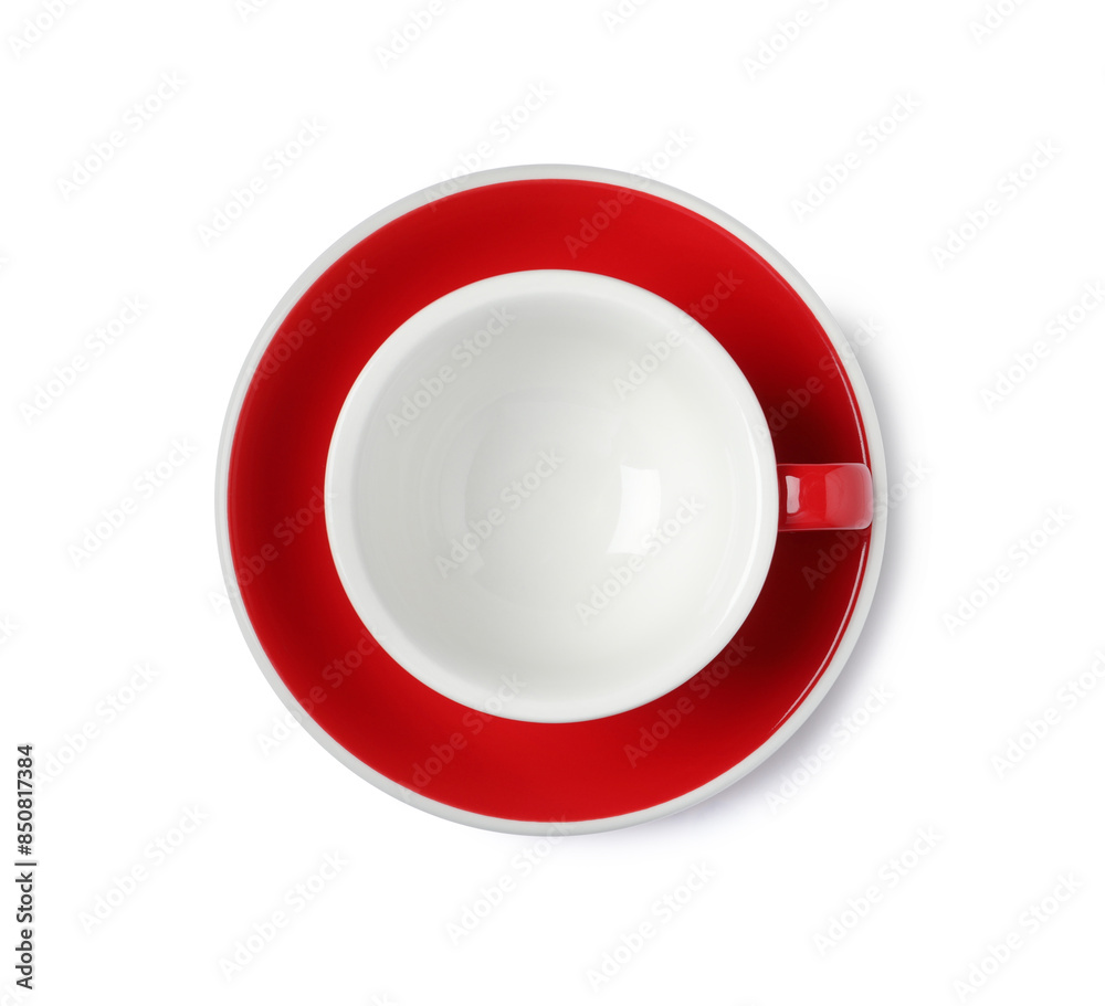 Wall mural Empty coffee cup isolated on white, top view