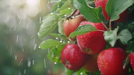 Rain-Kissed Apples on a Branch