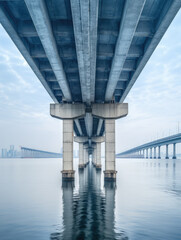 Symmetrical Underside of Modern Bridge Structure