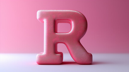 Speech R text in 3D on solid colored background.