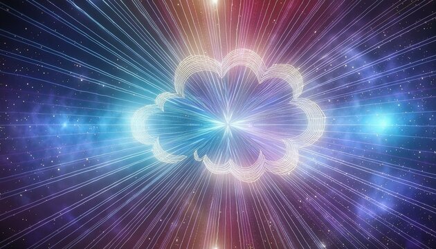 dynamic cloud computing abstract background with rays emanating from a central point