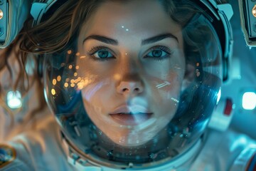 Astronaut Woman Floating in Space