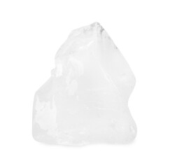 One piece of clear ice isolated on white