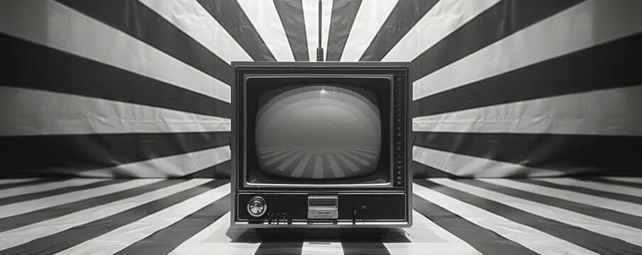 A vintage TV test pattern in black and white.