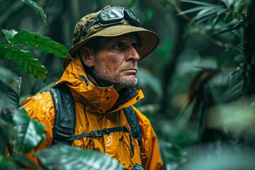 Obraz premium Wildlife Conservationist in the Rainforest
