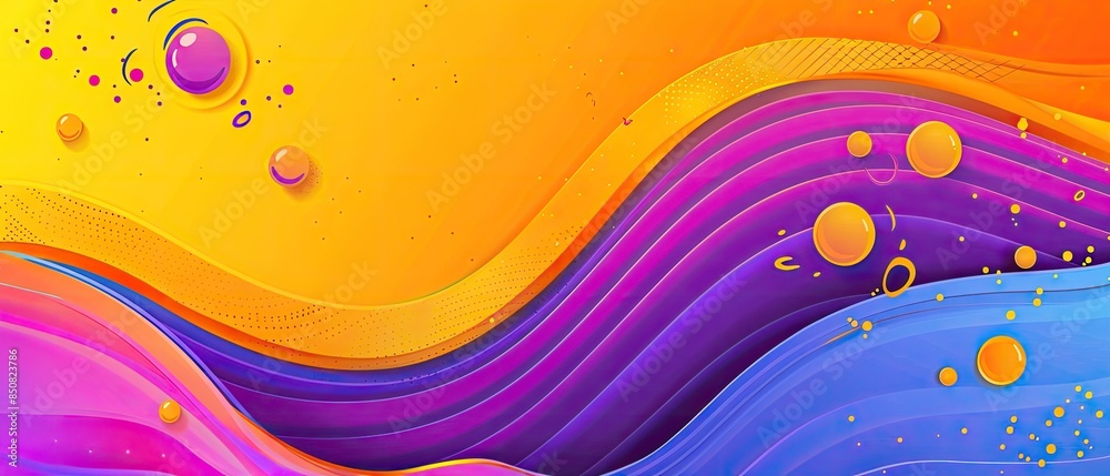 Wall mural dynamic geometric background with vibrant waveforms and bright colors