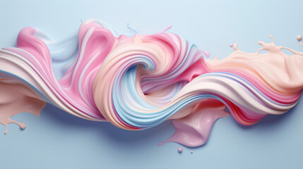 Pastel Ice Cream Smooth 3D Abstraction. Colorful Ice Cream. Generative AI