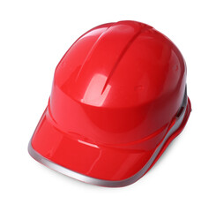 Fototapeta premium Orange hard hat isolated on white. Safety equipment