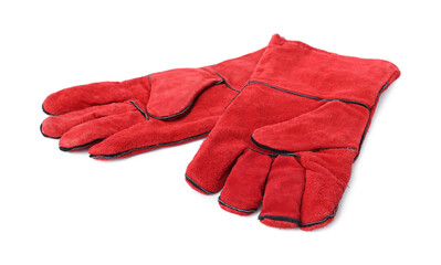 Protective gloves isolated on white. Safety equipment