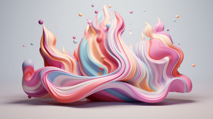 Pastel Ice Cream Smooth 3D Abstraction. Colorful Ice Cream. Generative AI