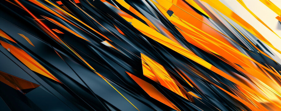 Abstract background with sharp, angular lines in high contrast colors.